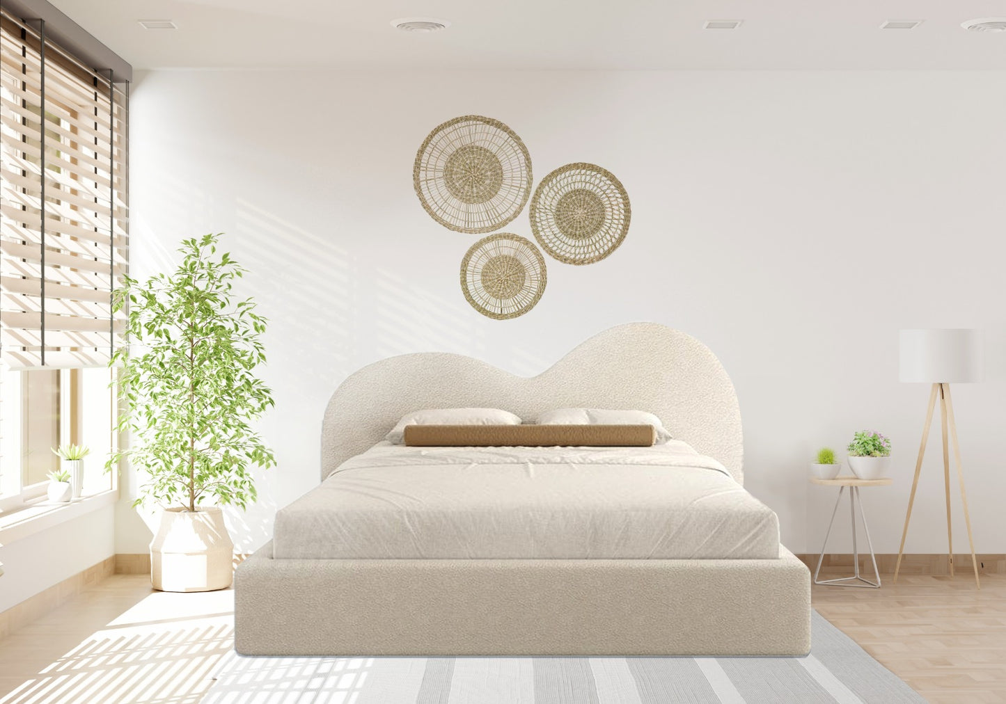 Heart Boucle Bed Teddy Fabric Bed frame