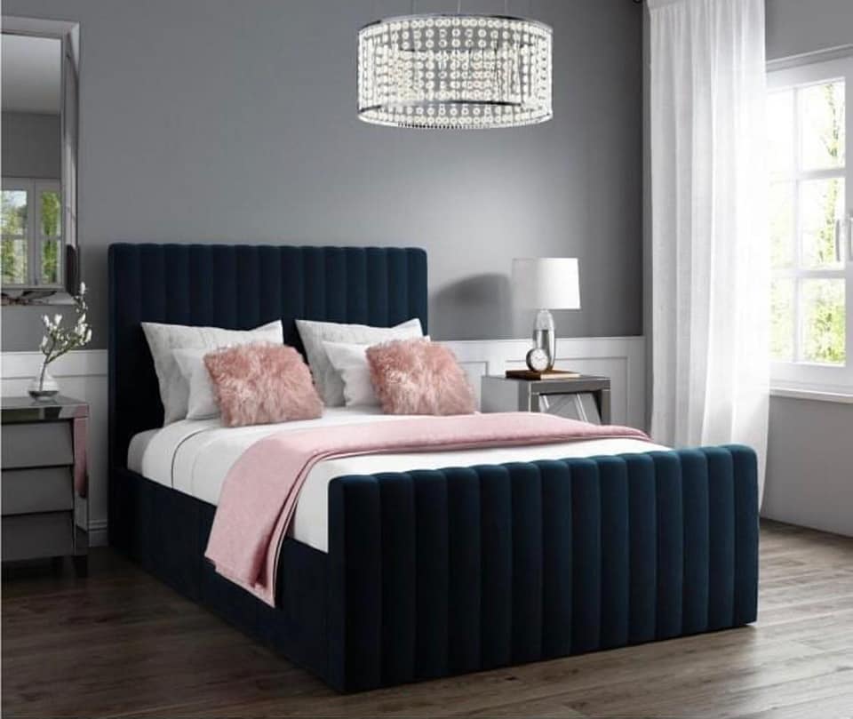 Line Narrowed Plush Velvet Upholstered Bed Frame - Sam Beds