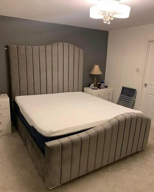 Wave Line Fabric Bed frame - Sam Beds