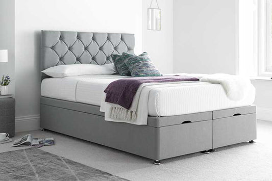 Cross Chesterfield Upholstered Ottoman Storage Divan Bed Frame - Sam Beds